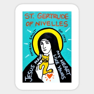 St. Gertrude of Nivelles pop folk art Sticker